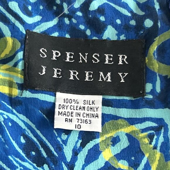 Spenser Jeremy Maxi Dress Womens 10 100% Silk Wrap Tie Blue Floral Hawaiian - Picture 3 of 7